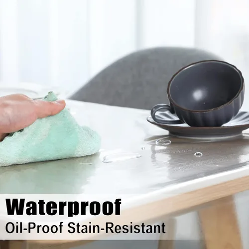 Miniatura 3 de Mixweer Protector Cubierta de Mesa de Vinilo Transparente Impermeable Mantel de Plástico para Mesa de Comedor Mantel de Encaje Blanco para Mesas