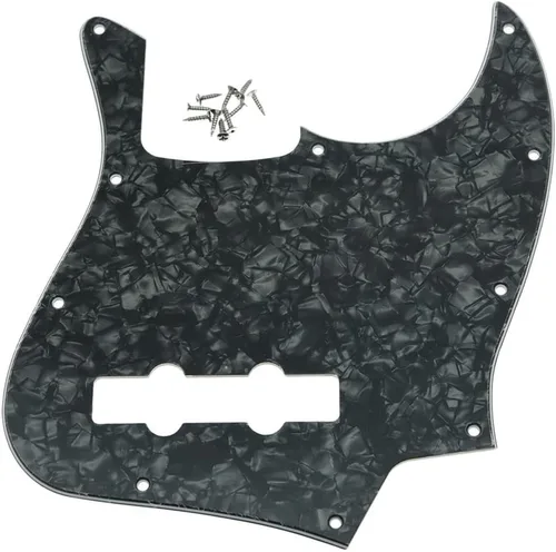 Miniatura 11 de KAISH 4 String J Bass Style Pickguard Bass Pick Guard Scratch Plate para USA/México Jazz J Bass Negro/Blanco Grid