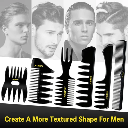 Miniatura 8 de Peines de peinado para el cabello, peine de textura de dientes anchos para hombres, regalo de Navidad para hombres, juego de peine de cepillo