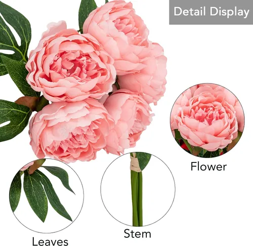 Miniatura 7 de Flores artificiales/falsas/sintéticas, rosas con 2 flores, coral, 10 unidades para bodas, hogar, fiestas, restaurantes