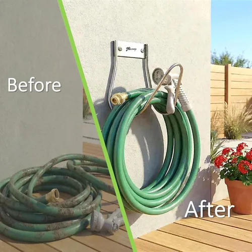 Miniatura 3 de JBscoop Soporte para Manguera de Jardín de Acero Inoxidable Pequeño para Montaje en Pared, Ideal para Agua, Aire, Manguera Hidráulica, Cuerdas