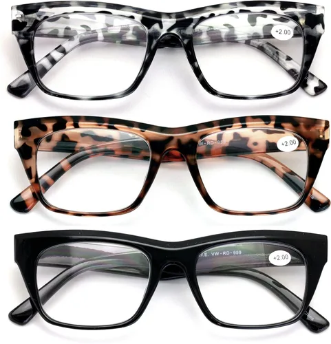 Miniatura 2 de 3 pares de lentes de lectura transparentes para mujer, diseño de leopardo, estilo vintage