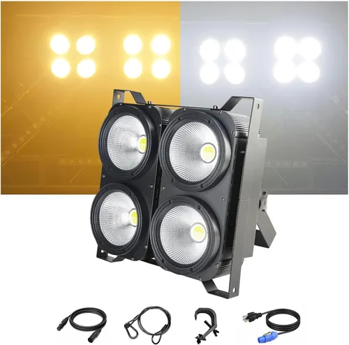 Miniatura 11 de MAD OWL Luces LED de 200 W, 2 ojos fríos y blancos cálidos, control DMX, activación de sonido, estroboscópico COB para teatro, iglesia, eventos
