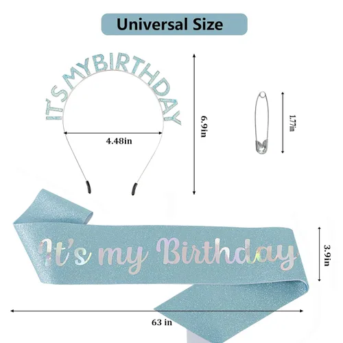 Miniatura 3 de Coronas y bandas de cumpleaños para mujer: diadema festiva y juego de accesorios de cumpleaños It's My Birthday