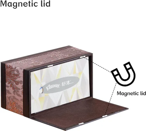 Miniatura 4 de Funda rectangular de cuero para caja de pañuelos, soporte de caja de pañuelos moderno rectangular para toallas de papel, dispensador de pañuelos