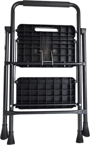 Miniatura 6 de Elevon Taburete plegable con pedal antideslizante ancho, escalera de acero resistente de 330 libras, 2 escalones
