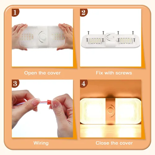 Miniatura 5 de Retisee 10 luces interiores de caravana de 1700 lúmenes, 3 colores de 12 V, luces LED de cúpula de techo con encendido/apagado para cámper