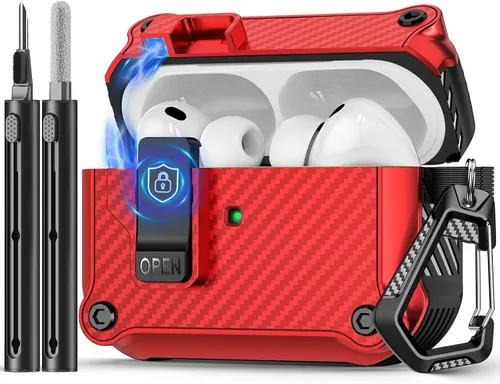 Miniatura 51 de Pohgelan - Funda compatible con AirPods Pro 2ª/1ª (azul) Cerradura magnética automática con kit de limpieza, compatible con Magsafe