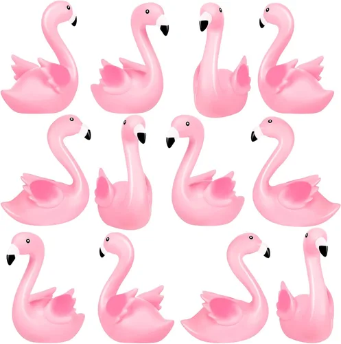 Patos de goma de flamenco rosa, 12 juguetes de baño de flamenco a granel para niños, decoración de pastel de pato de goma flamenco pequeño, premios