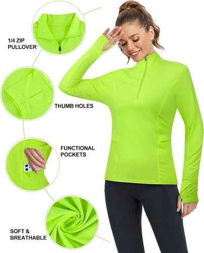 Miniatura 3 de Misyula - Camisetas de golf para mujer, con cremallera de 14, protección solar, secado rápido, tenis, correr, atletismo, entrenamiento