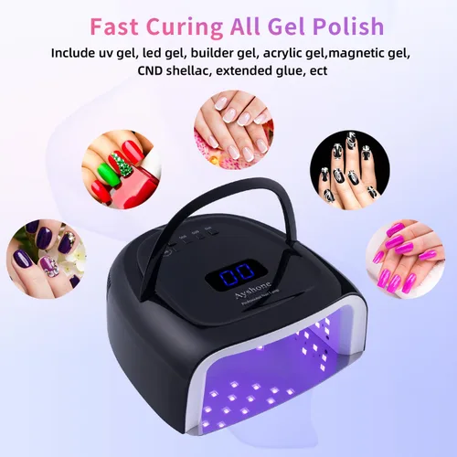 Miniatura 2 de Lámpara de uñas de gel LED recargable, 60W inalámbrico UV Led luz de uñas con mango de elevación Sensor táctil pantalla LCD (negro)