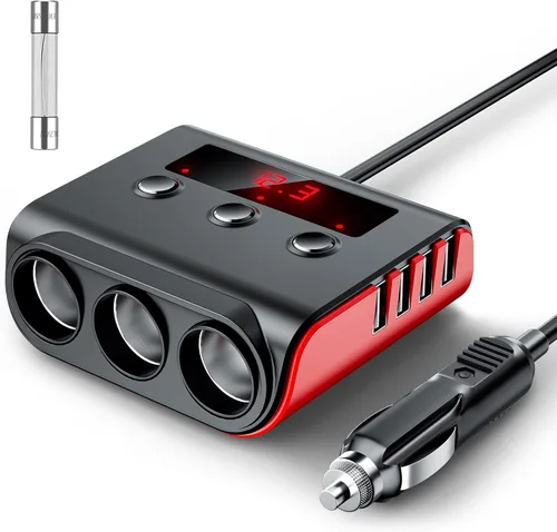 Miniatura 8 de SONRU - Divisor de encendedor de cigarrillos 7 en 1, divisor de encendedor de cigarrillos con 4 puertos USB de carga rápida, interruptores