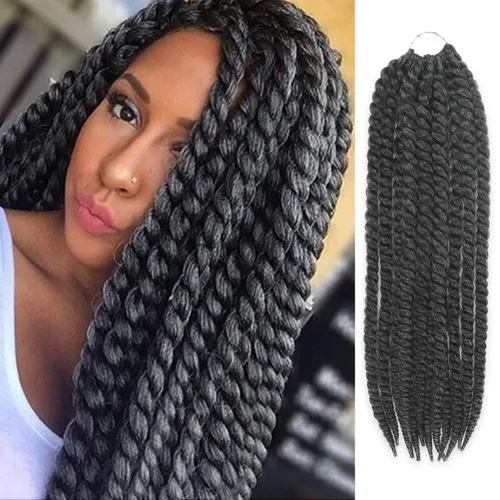 Miniatura 20 de Trenzas de ganchillo de pelo sintético auténtico doble Jumbo Senegalese Twist 12" (30)