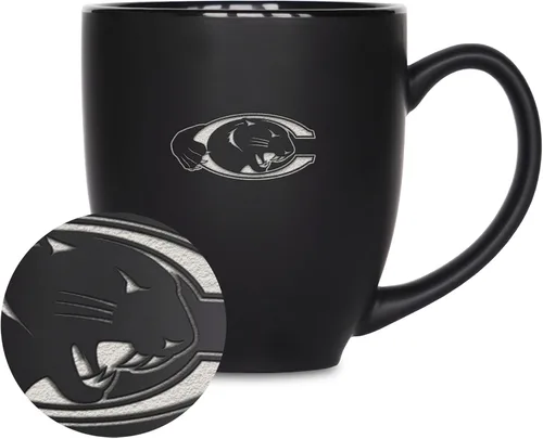 Miniatura 175 de Rico Industries - Taza de cerámica mate negra con grabado láser estándar de 15oz para NCAA (escuelas T & U) - Para bebidas calientes o frías