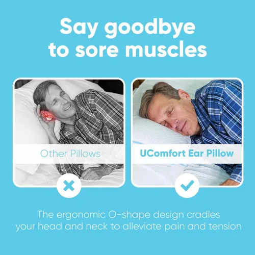 Miniatura 2 de UComfort - Almohada para perforación de oreja para personas que duermen de lado que alivia cualquier dolor de oído e inflamación. Almohada de oreja
