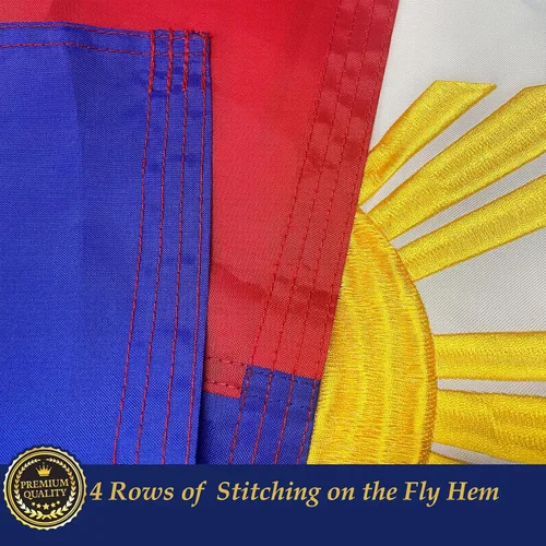 Miniatura 4 de TOPFLAGS Bandera de Filipinas de 3 x 5 pies, banderas nacionales filipinas bordadas, estrellas resistentes, rayas cosidas al aire libre con 2 ojales