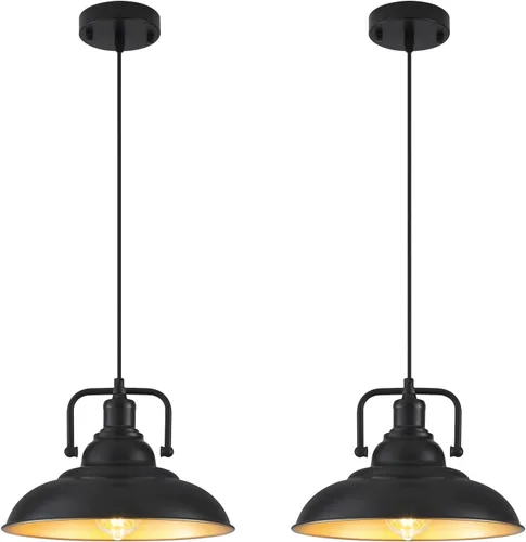 Miniatura 15 de Lámpara colgante negra de 12.5 pulgadas, paquete de 3 unidades, luz colgante de granja, iluminación colgante industrial, luces colgantes de cocina