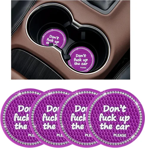 Miniatura 15 de Ziciner - 2 posavasos brillantes para auto, 2.75 pulgadas, antideslizante, inserción automática, tapete de cristal para mujeres y niñas, accesorio