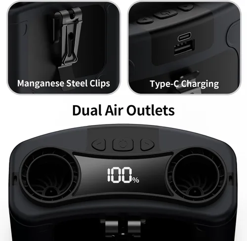 Miniatura 7 de Socool 10000mAh - Ventilador portátil de cintura con clip, ventilador personal recargable a batería, 20H de enfriamiento con 10 velocidades