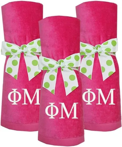 Miniatura 4 de Sorority Letters Shop Phi Mu - Toalla de playa de terciopelo de rizo (rosa intenso)