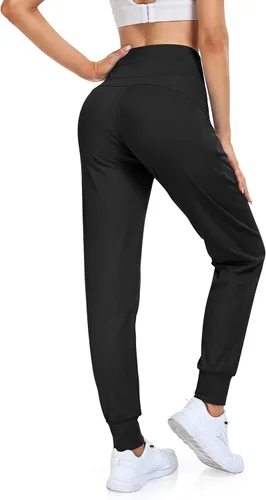 Miniatura 3 de UEU Pantalones deportivos de cintura alta para mujer, con cordón ajustable, pantalones deportivos de yoga con bolsillos