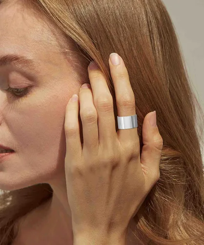 Miniatura 2 de RLMOON Anillos de banda ancha chapados en oro o plata de 18 quilates de 0.472 pulgadas, anillo de pulgar para mujeres y hombres, grueso, simple