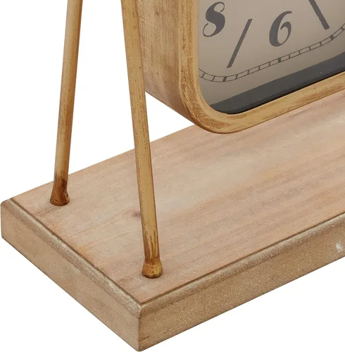 Miniatura 5 de Deco 79 Reloj de péndulo de madera con base de madera, 10 x 5 x 11 pulgadas, dorado
