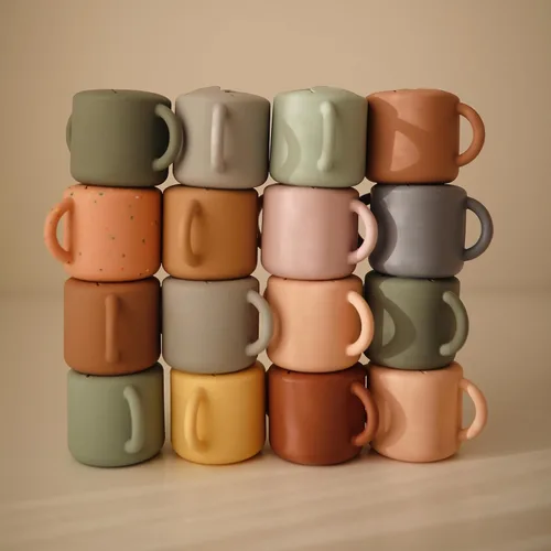 Miniatura 7 de mushie - Taza para merienda de silicón, contenedor de alimentos a prueba de derrames para niños pequeños y bebés (arena movediza)