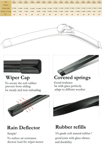 Miniatura 7 de LeaHY Wiper Front Wiper Blades for Mazda2 Mazda 2 / Demio 2007-2014 Windshield Windscreen Window Rain Brushes 24"+14"(Russian Federation)