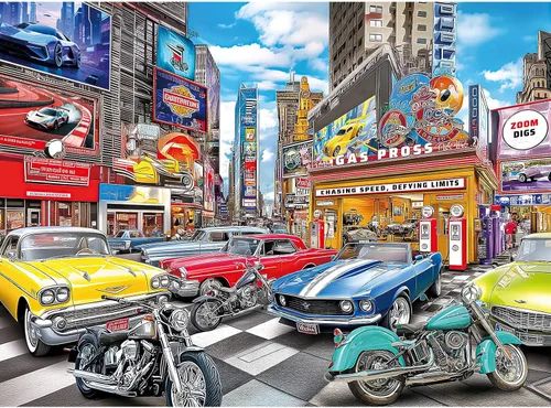Rompecabezas de 300 piezas para adultos, rompecabezas de 300 piezas para adultos pieza grande, rompecabezas de club de motocicletas y autos, regalo