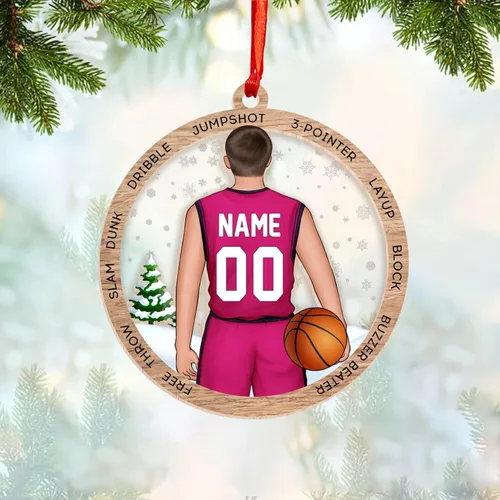 Miniatura 5 de Adorno Personalizado de Baloncesto 2025 - Adorno de Jugador de Baloncesto - Adornos de Árbol de Navidad de Baloncesto - Regalos de Jugador de Bkb 5