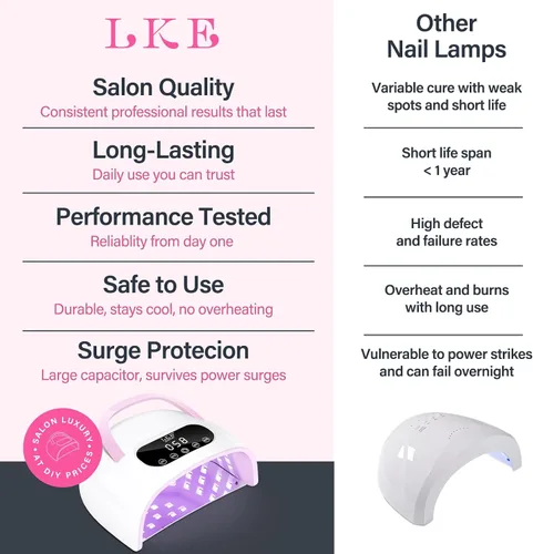 Miniatura 2 de Lámpara de uñas LED UV, luz UV profesional para uñas de gel con sensor automático y 4 ajustes de temporizador, base magnética, pantalla táctil LCD
