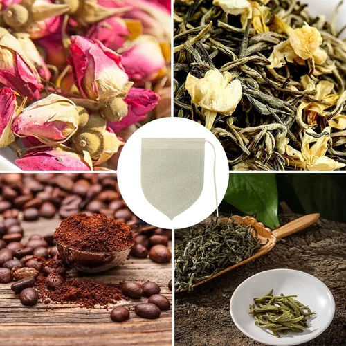 Miniatura 7 de Bolsas de filtro de té desechables con forma de lágrima para té suelto, café en polvo, biodegradables y compostables, bolsas infusoras de té vacías