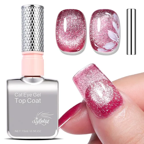 Miniatura 12 de 5-en-1 Esmalte de uñas de gel ojo de gato 15ml Fórmula todo en uno, sin necesidad de capa base/selladora, esmalte de uñas magnético fácil para Ámbar