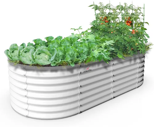 Miniatura 21 de A ANLEOLIFE Paquete de 2 camas de jardín elevadas galvanizadas de 3 pies x 24 pulgadas de alto para exteriores, jardinera redonda de metal