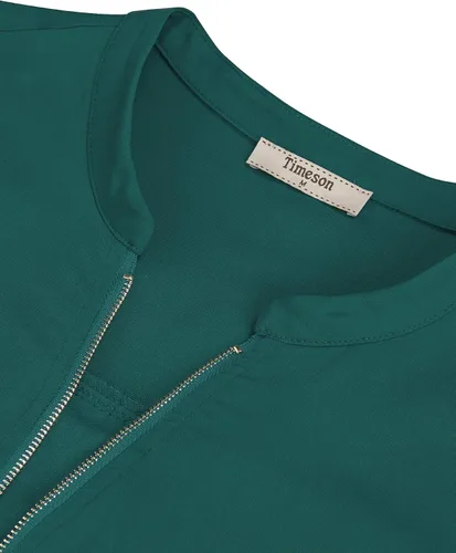 Miniatura 4 de Timeson - Camiseta sin mangas con cuello en V para mujer, estilo casual, de chifón, con cremallera