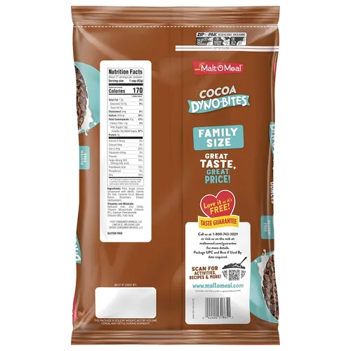 Miniatura 2 de Malt-O-Meal Cocoa Dyno Bites® sin gluten para niños, cereal para el desayuno tamaño familiar en bolsa a granel, 25 onzas - 1 unidad (paquete de 2)