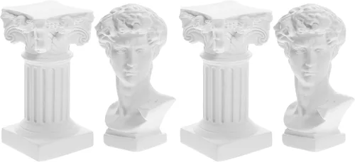 HOMSFOU Estatua griega de David, escultura de resina de mitología, pilares romanos blancos, columnas griegas, figura de artista de cabeza de David