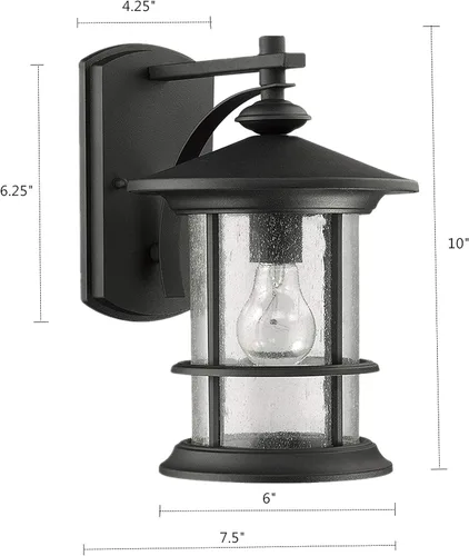 Miniatura 2 de MICSIU - Lámpara de pared para exterior, impermeable, con cristal transparente para porche, patio, patio trasero, texturizado, color negro