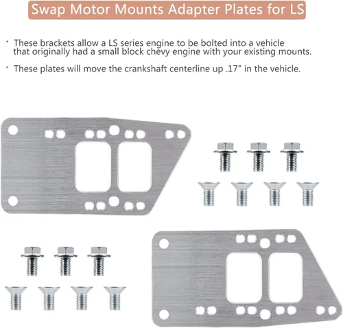 Miniatura 3 de para LS Swap Placas Adaptadoras de Montaje de Motor - Soporte Universal de Intercambio de Bloque Pequeño LS Conversion Ajustable Compatible con LS1