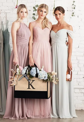Miniatura 100 de Initial Canvas Tote Bag Birthdays Gift for Women Mom Teacher Friend Bridesmaid,Custom for Wedding Beach Holidays