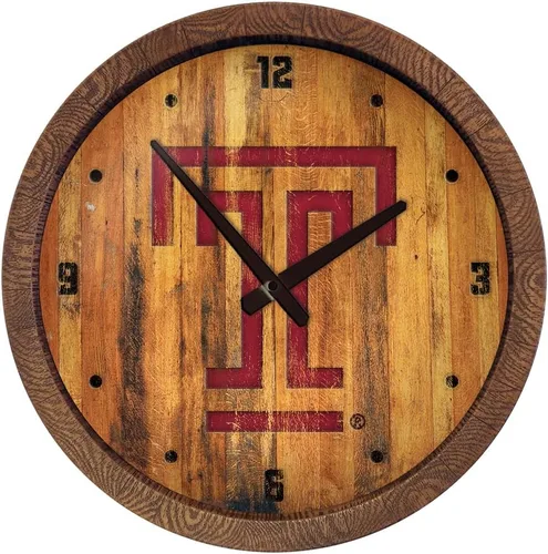 Miniatura 21 de The Fan-Brand NCAA Oklahoma Sooners: Reloj de pared con parte superior de barril de imitación para decoración de bar, decoración de fiesta