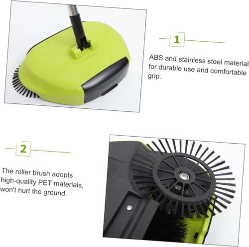 Miniatura 7 de Cabilock Barredora manual escoba recogedor escoba escoba fregona aspiradora para suelos duros Herramienta de limpieza giratoria de 360° Verde