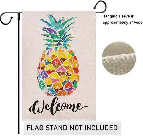 Miniatura 3 de Bandera de bienvenida con diseño de piña de 28 x 40 pulgadas, para primavera y verano, de doble cara, para decoración de patio de granja de temporada