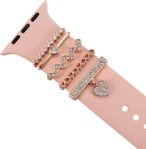 Miniatura 12 de Anillos decorativos de corazón compatibles con correas de silicona de Apple Watch de 1.772 in, 1.732 in, 1.654 in, 1.614 in, 1.575 in, 1.496 in, 7