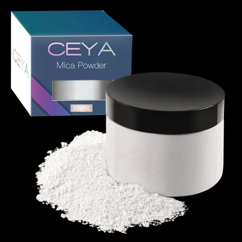 Ceya Polvo Mica, 150g/ 5.3oz Pigmento de Colorante de Efecto Perlado Blanco de Porcelana para Resina Epóxica, Vasos, Sustancia Pegajosa, Bomba de