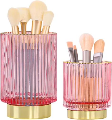 Miniatura 10 de Soporte para brochas de maquillaje de vidrio, soportes dorados para cepillos de dientes, lindo soporte para tazas de brochas de maquillaje