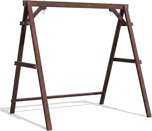 Miniatura 14 de VINGLI Marco de columpio para porche de 6.2 pies, soporte de madera resistente de 660 libras, soporte de columpio de madera con barra de conexión