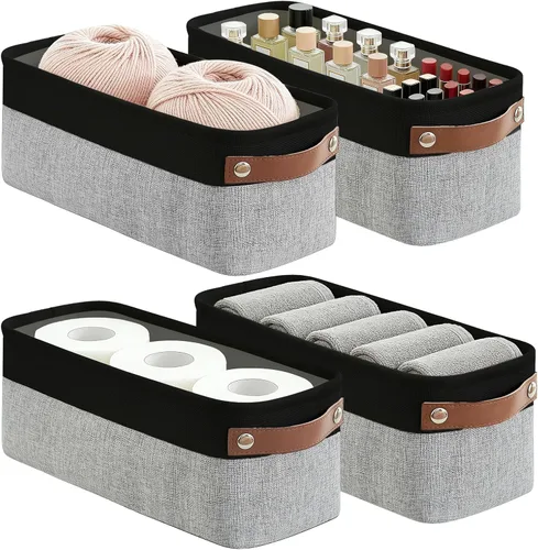 Miniatura 47 de Bagnizer 13x13 Cajas de almacenamiento cúbicas, caja de almacenamiento plegable de tela, paquete de 4 cestas de armario con asas para organizar