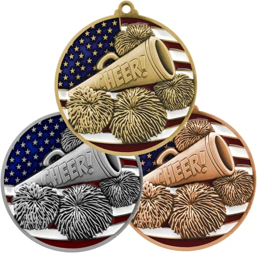 Miniatura 2 de Decade Awards Medalla grabada patriótica Cheer - Medalla de espíritu de 2.75 pulgadas de ancho con estrellas y rayas de la bandera estadounidense Oro